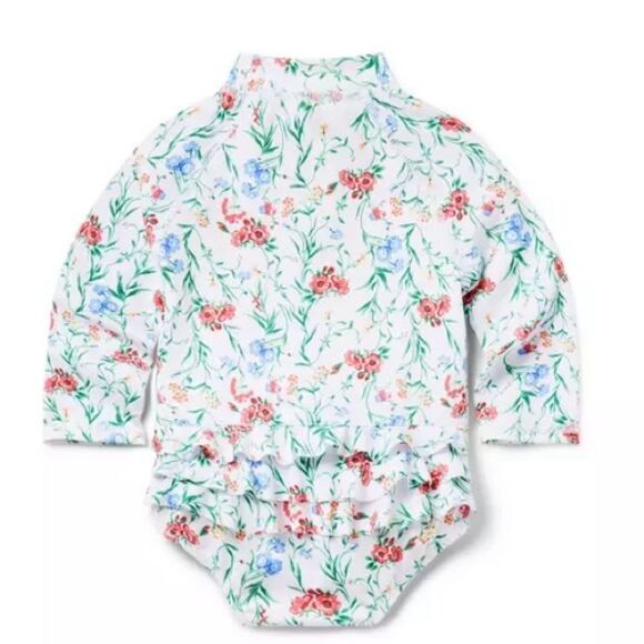 NWOT JANIE AND JACK FLORAL RASH GUARD SWIMSUIT 12/18M - Picture 10 of 10